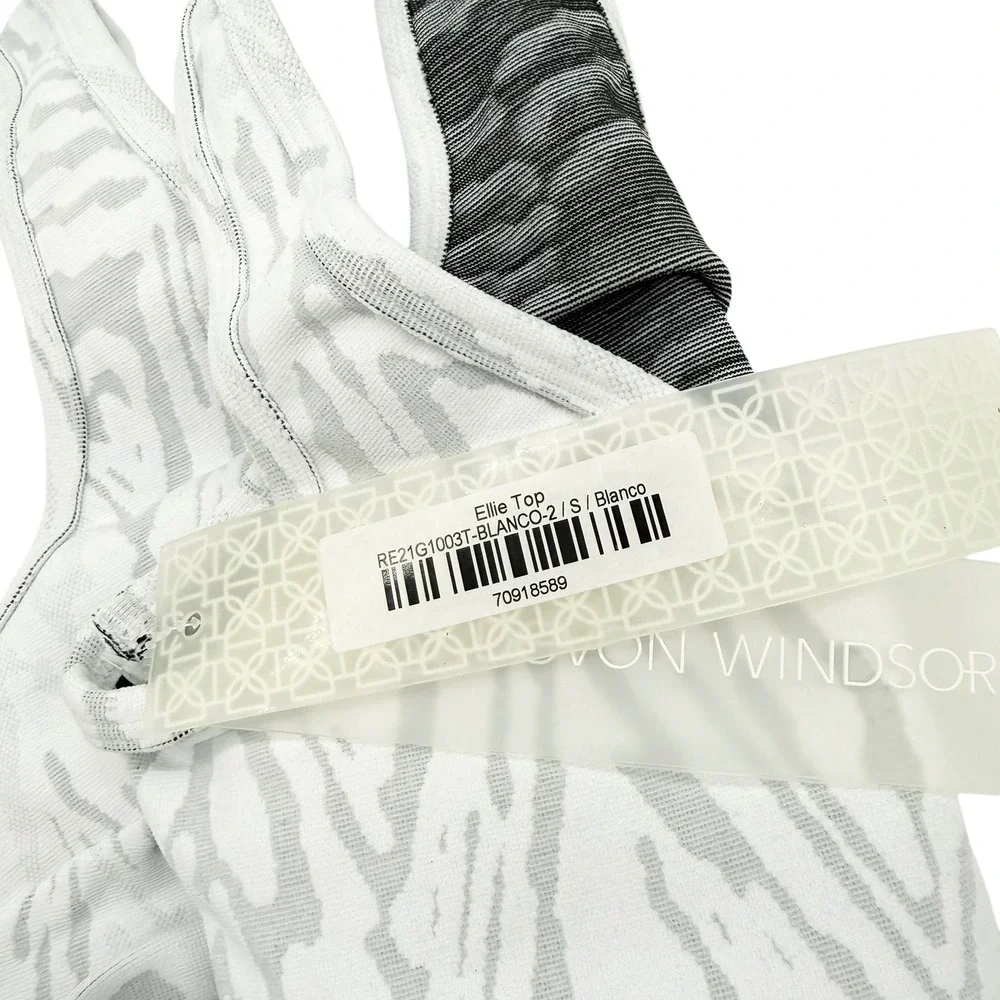 Devon Windsor Ellie‎ Top Blanco Zebra Wrap Sports Bra Crop Top Small NWT